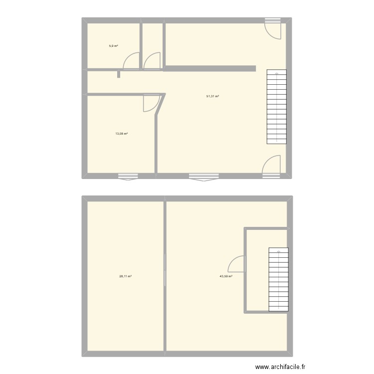 CROUET. Plan de 5 pièces et 142 m2