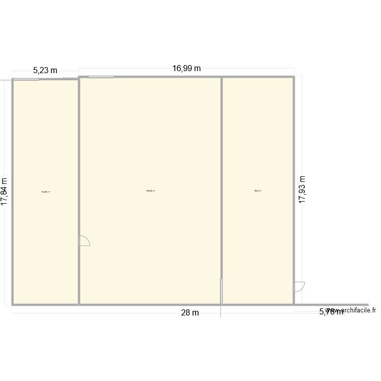 zone de travail. Plan de 3 pièces et 388 m2