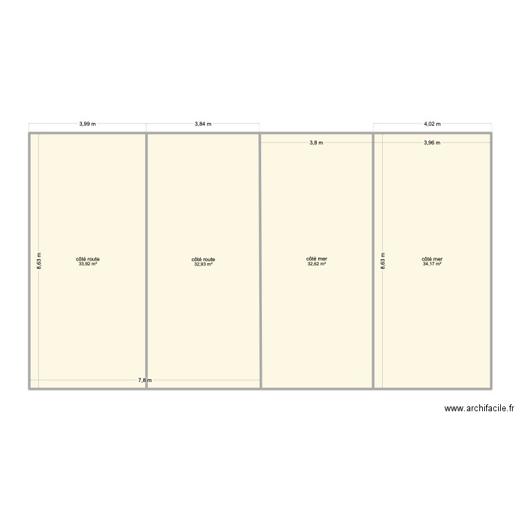toiture Elias. Plan de 4 pièces et 134 m2