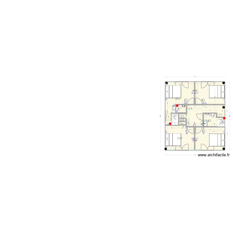 plan complet 01/03/2026. Plan de 13 pièces et 215 m²