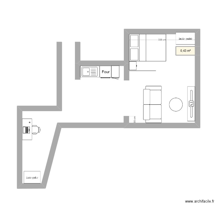 com. Plan de 1 pièce et 0 m2