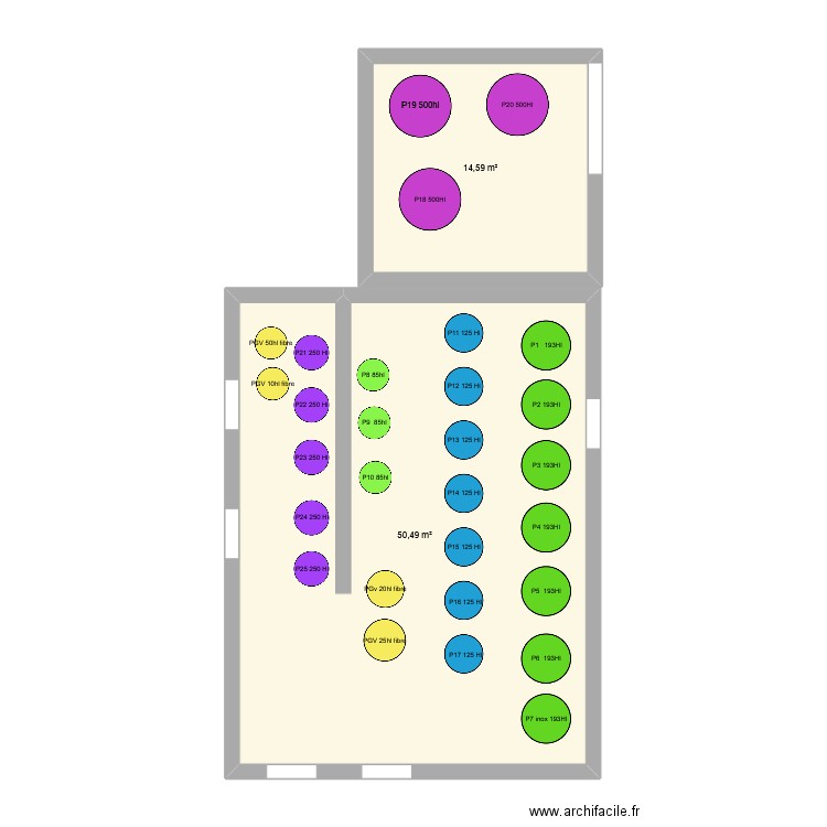 PIC. Plan de 2 pièces et 65 m2