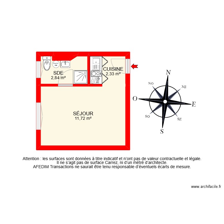 BI18072 - . Plan de 4 pièces et 17 m2