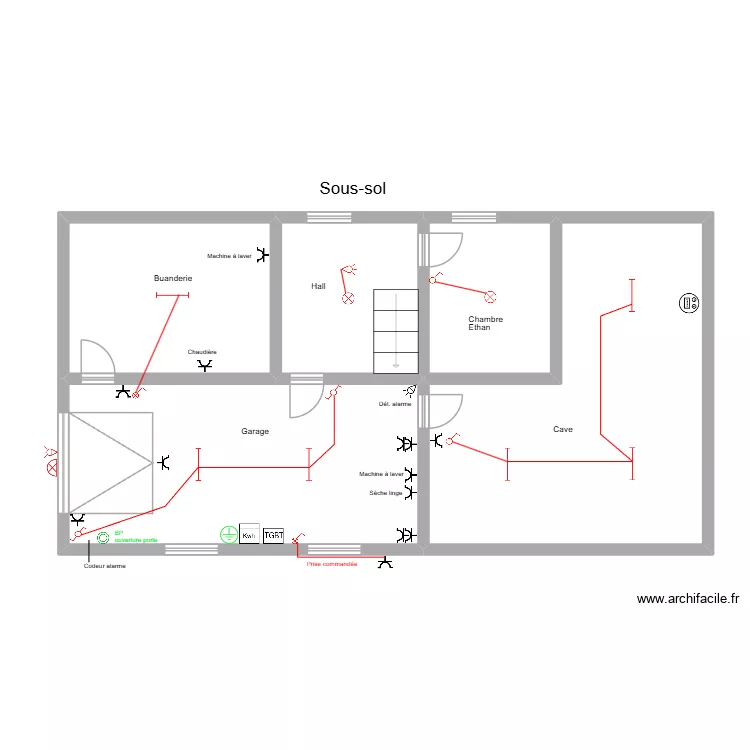 Deborah sous-sol. Plan de 5  et 109 m²
