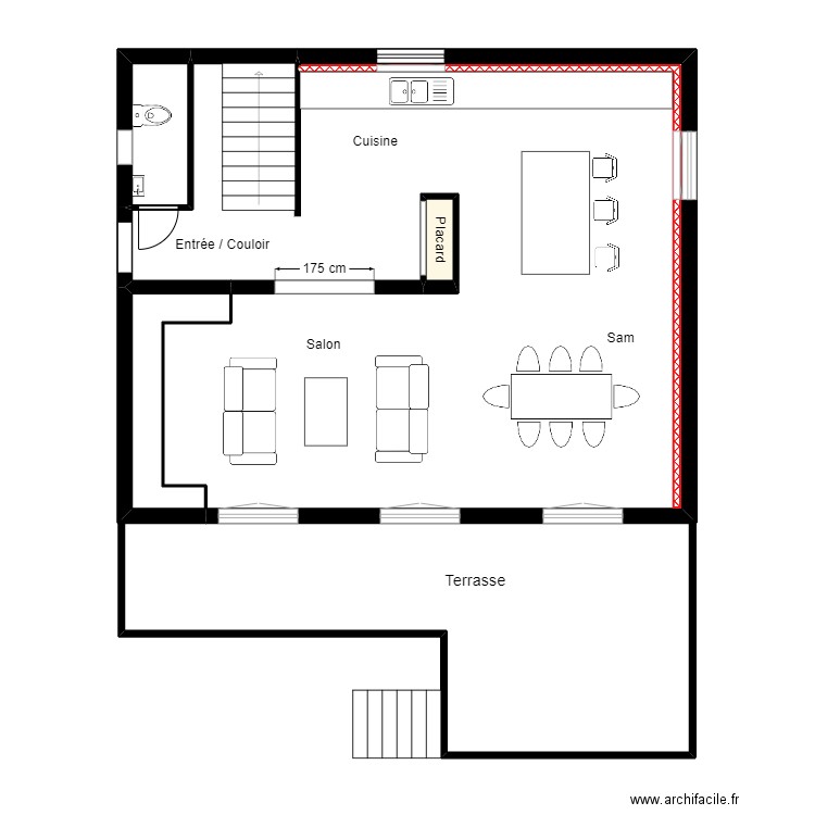 DECATOIRE RDC PROJET 8. Plan de 4 pièces et 73 m2