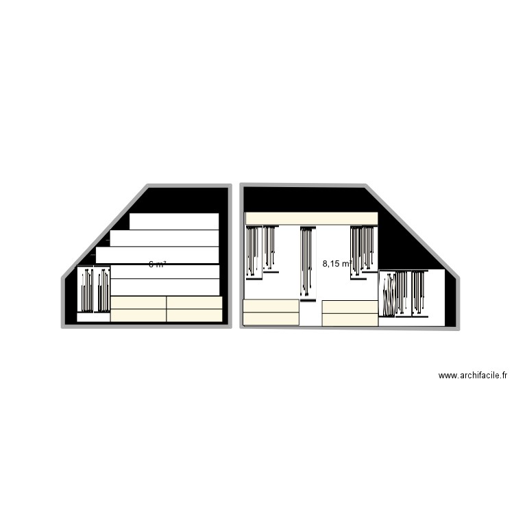 Dressing 2. Plan de 2 pièces et 14 m2