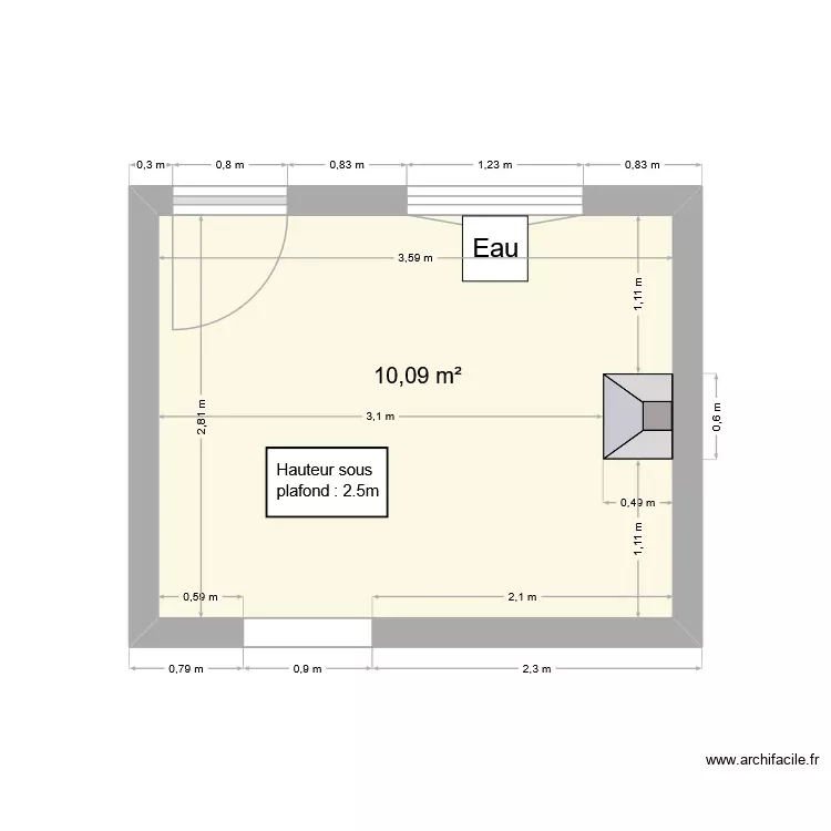 Cuisine. Plan de 1 Pièce et 10 m² Cuisine. Plan de 1 Pièce et 10 m²