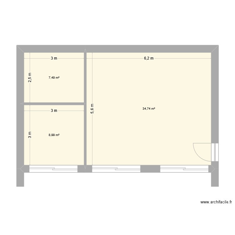 Plan technique. Plan de 3 pièces et 51 m2