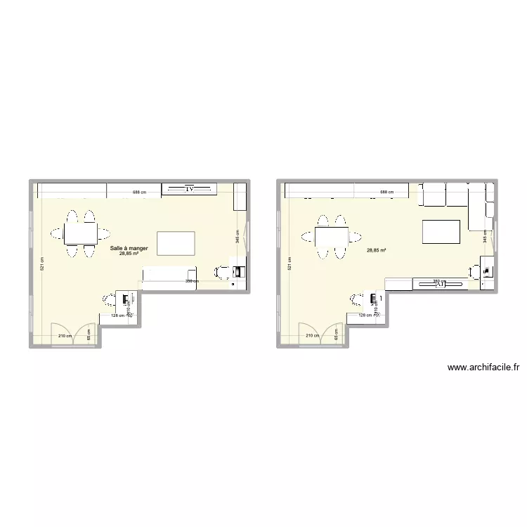 salle a manger. Plan de 