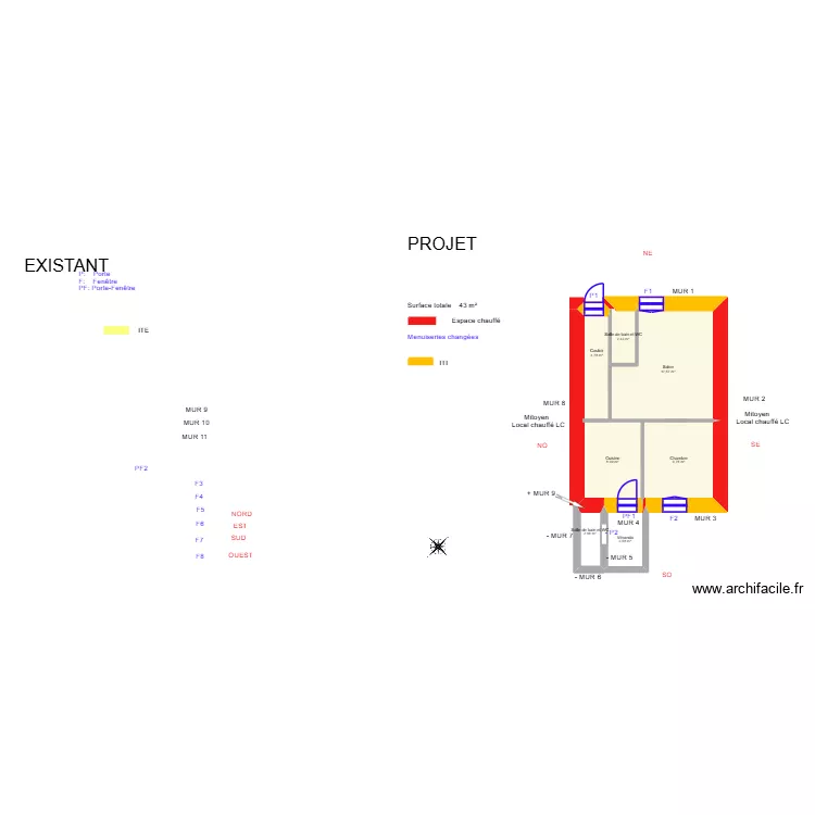 SOUVAY_ Projet. Plan de 7  et 48 m²