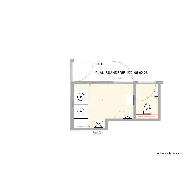 PLAN BUANDERIE 05-02-26  1/20. Plan de 2  et 7 m²