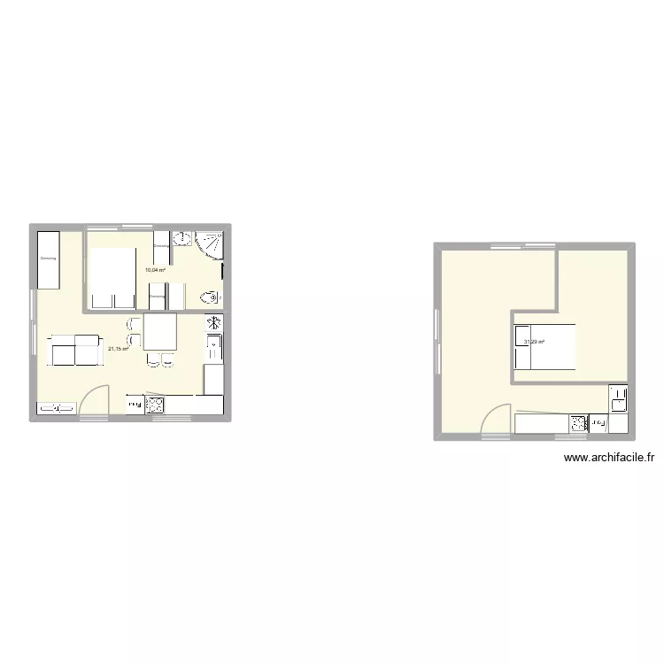 Projet 2. Plan de 3 et 62 m² Projet 2. Plan de 3 et 62 m²