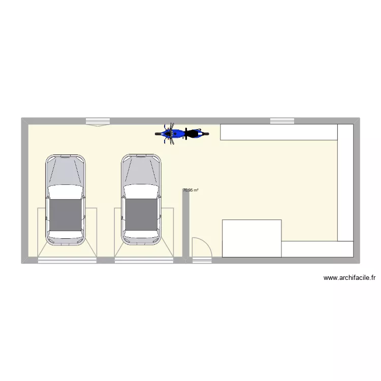 garage. Plan de 1  et 71 m²