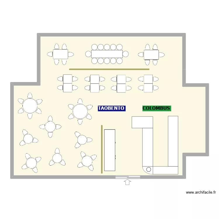Plan am&eacute;nagement tao bento et columbus. Plan de 1  et 169 m²