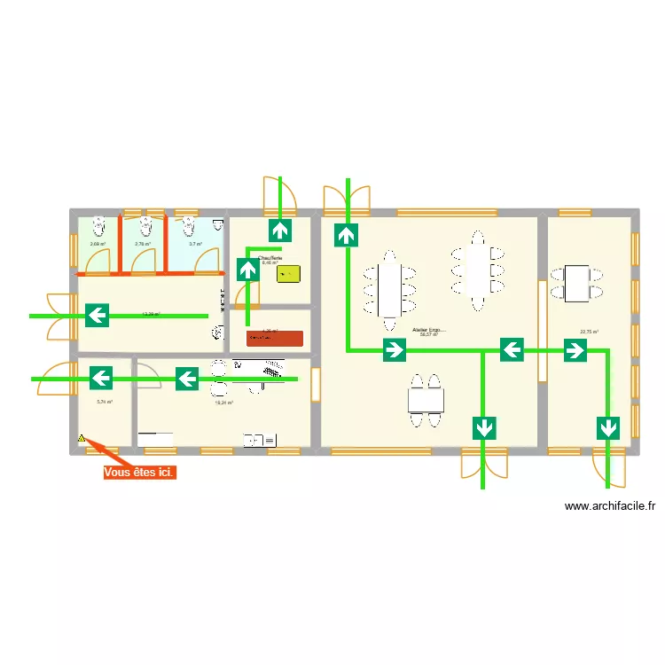 Espace vert 7 plan &eacute;vacuation. Plan de 10  et 140 m²