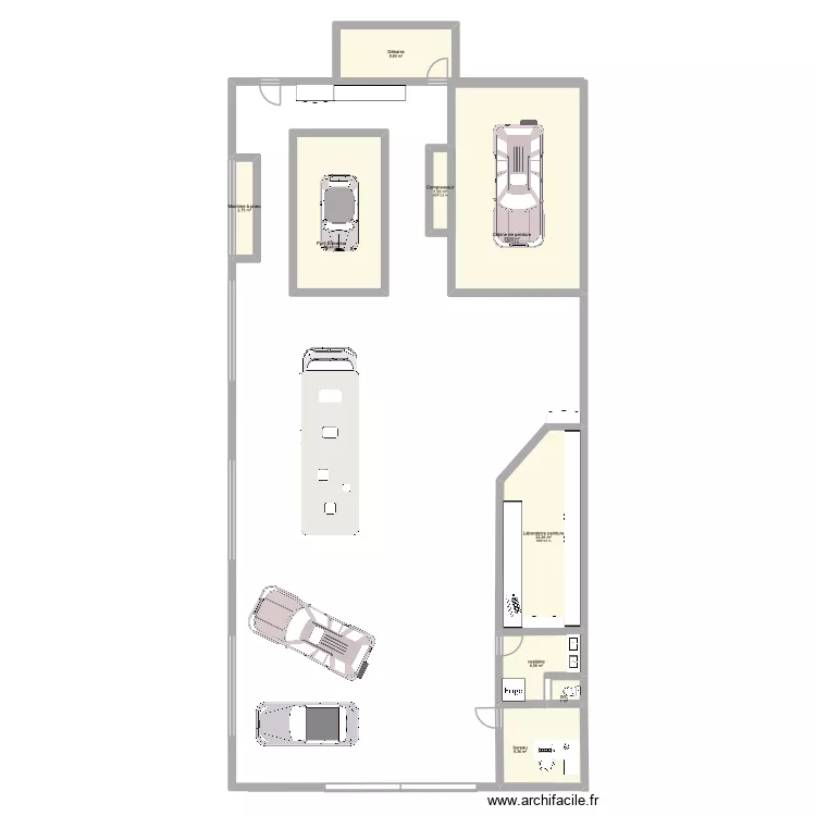 Carrosserie. Plan de 9  et 113 m²