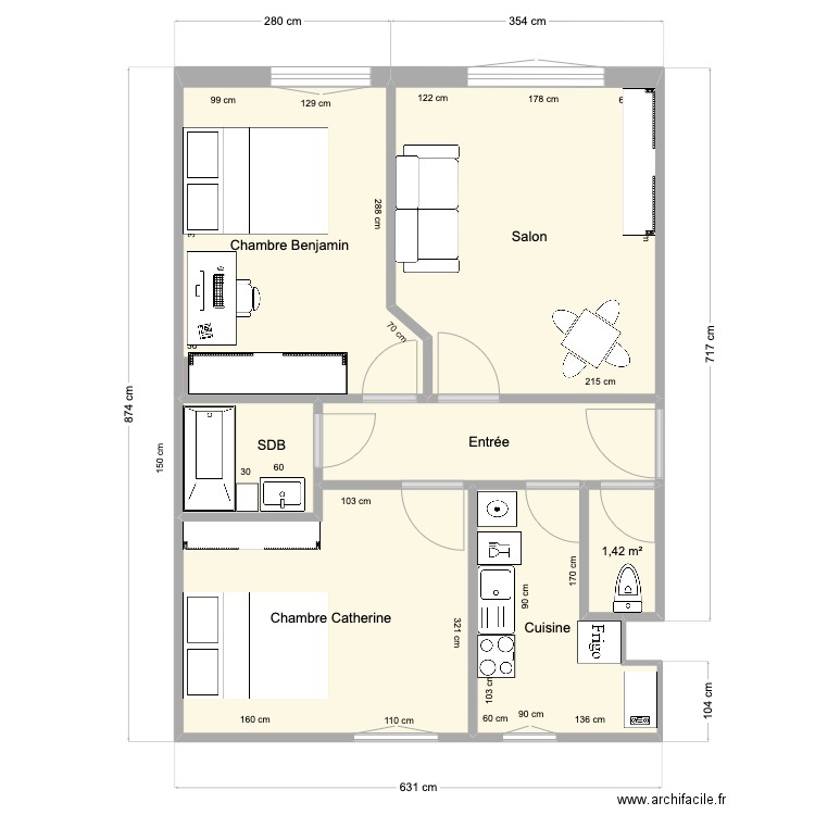 Catherine Samson2. Plan de 7 pièces et 49 m2