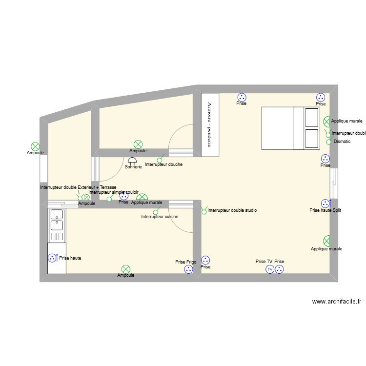 Studio BKE. Plan de 4 pièces et 48 m2