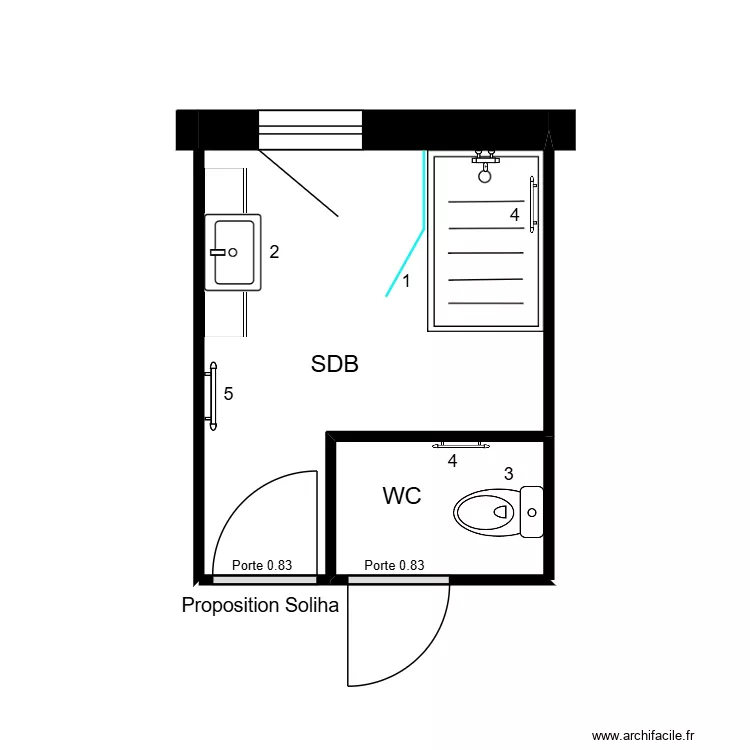 Proposition Soliha Meslier. Plan de 2  et 8 m²