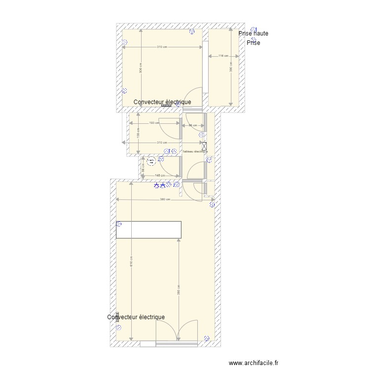 alexandre courant fort. Plan de 9 pièces et 43 m2