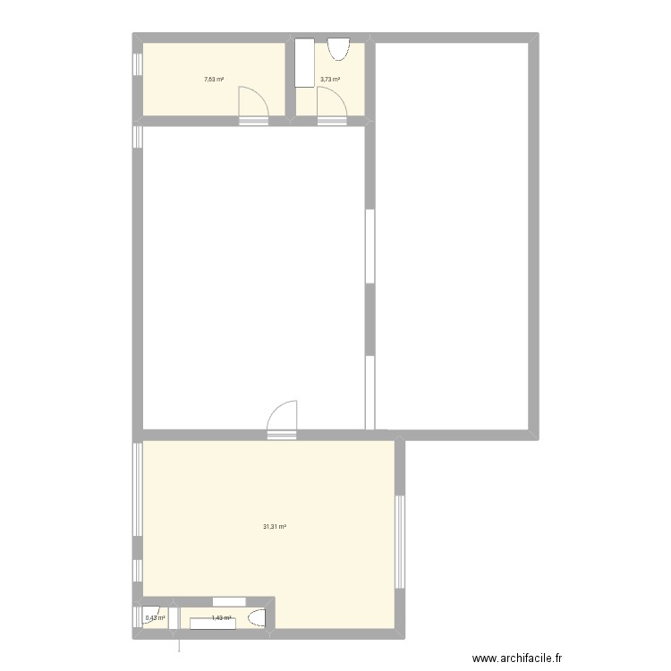 Vanz. Plan de 5 pièces et 45 m2