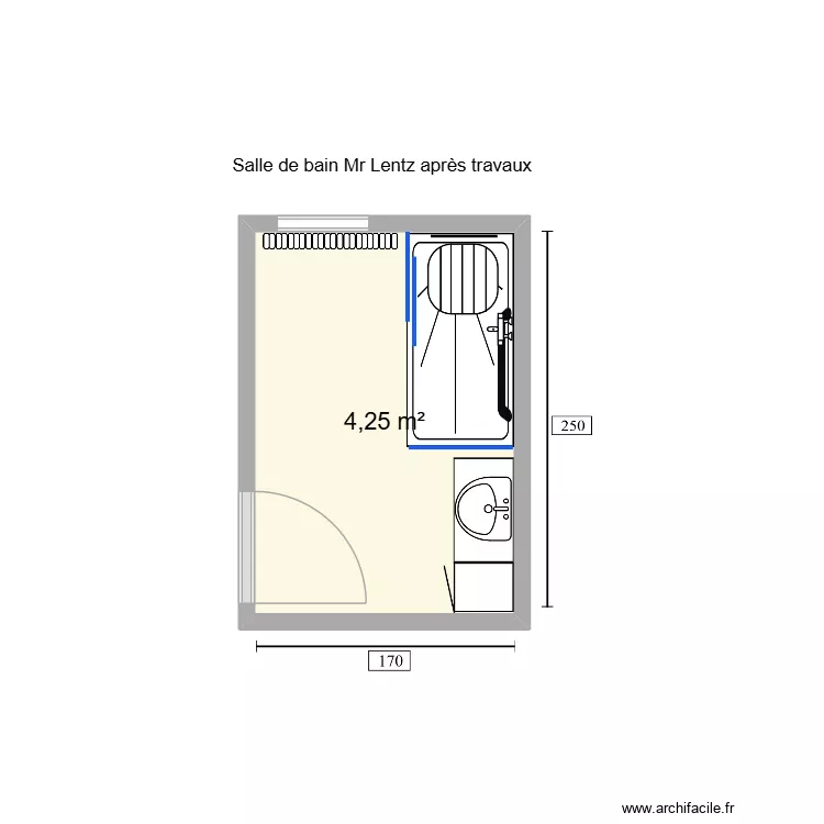 SdB M. Lentz. Plan de 1  et 4 m²