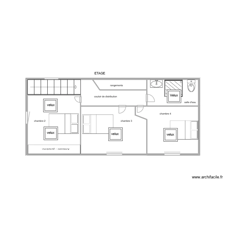 dempur&eacute; ETAGE. Plan de 6  et 17 m²