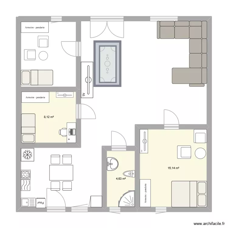 Haffa. Plan de 3 Pièces et 28 m² Haffa. Plan de 3 Pièces et 28 m²