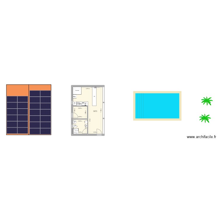 pool housse. Plan de 1 pièce et 35 m2