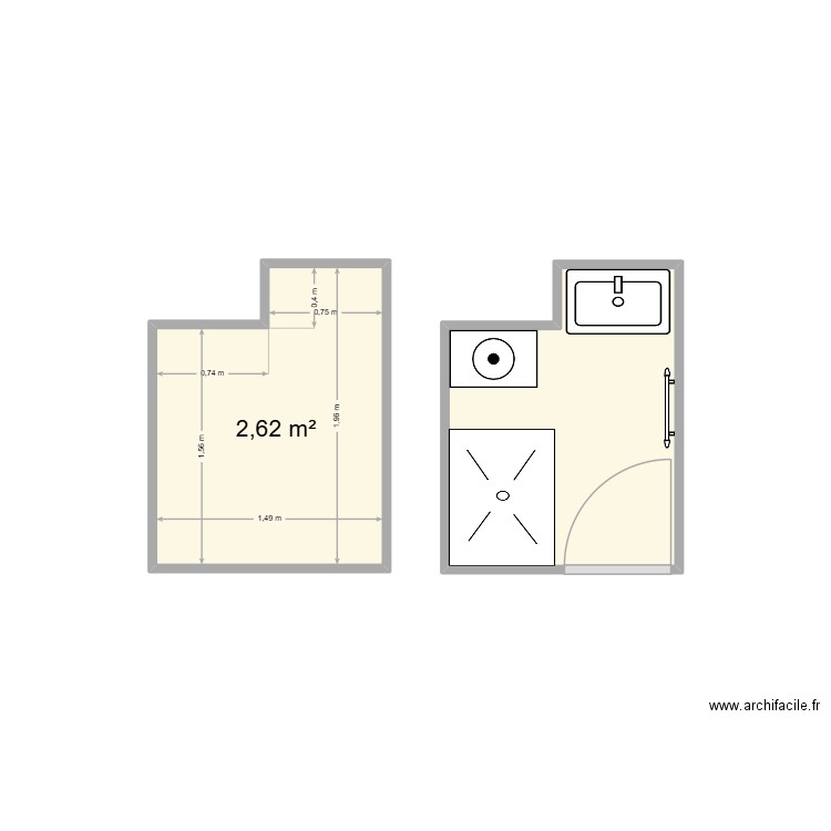 JUILLARD. Plan de 2 pièces et 5 m2