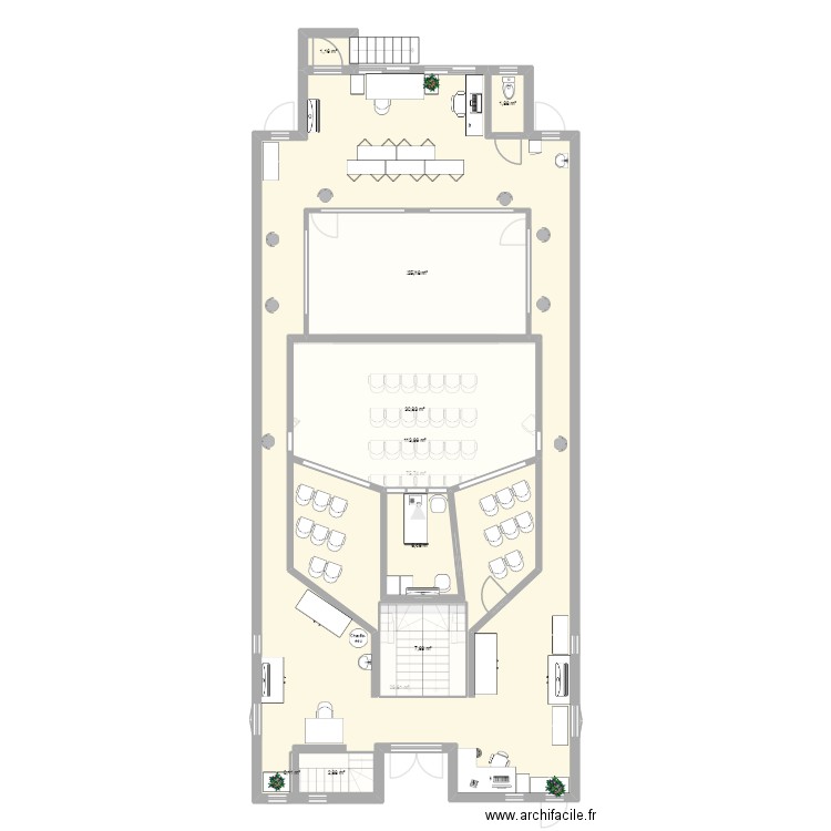 cinema. Plan de 19 pièces et 460 m2