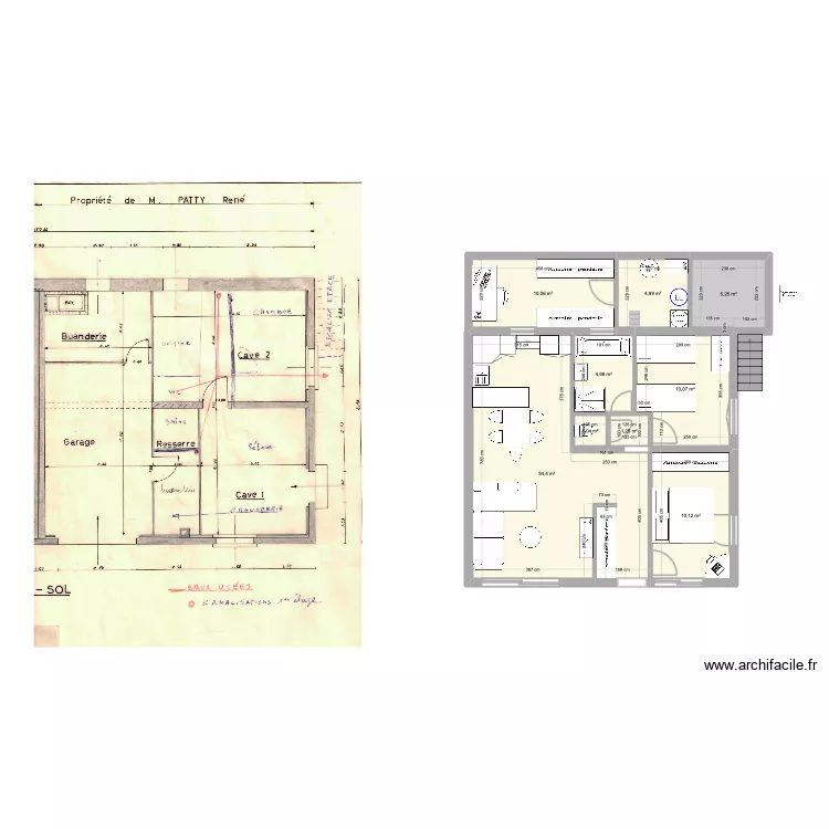 T&eacute;traz plan Electrique. Plan de 9  et 82 m²