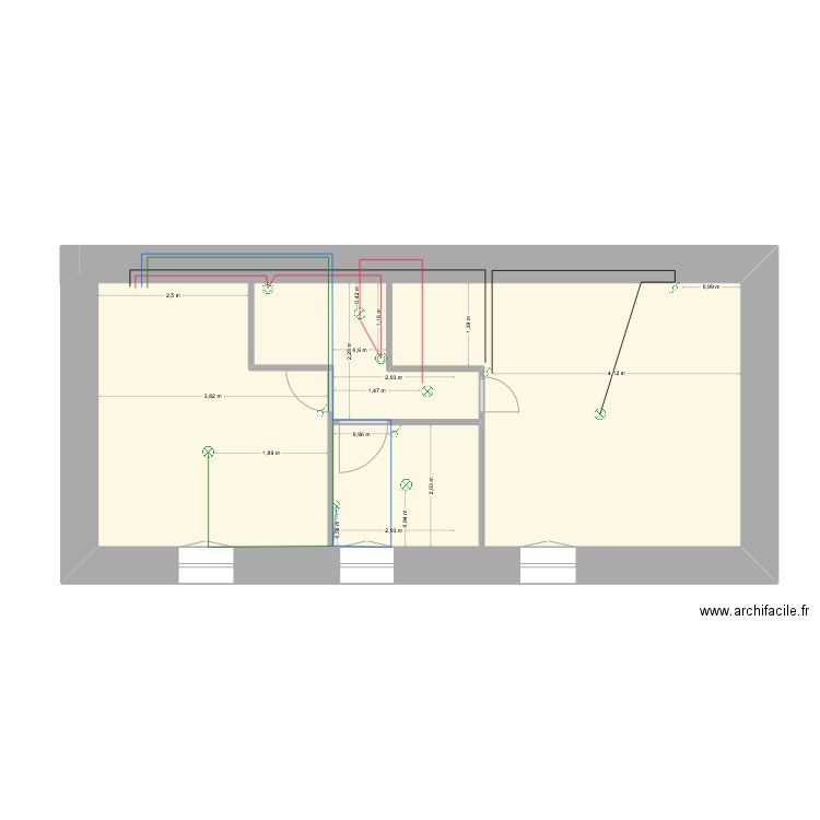 tranche 2_ etage_éclairage. Plan de 1 pièce et 47 m2