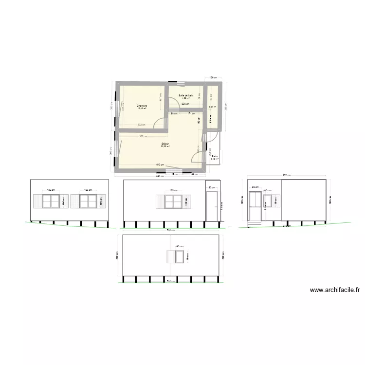 Avant projet habitats légers 35m² habitable+ abrit. Plan de Avant projet habitats légers 35m² habitable+ abrit. Plan de