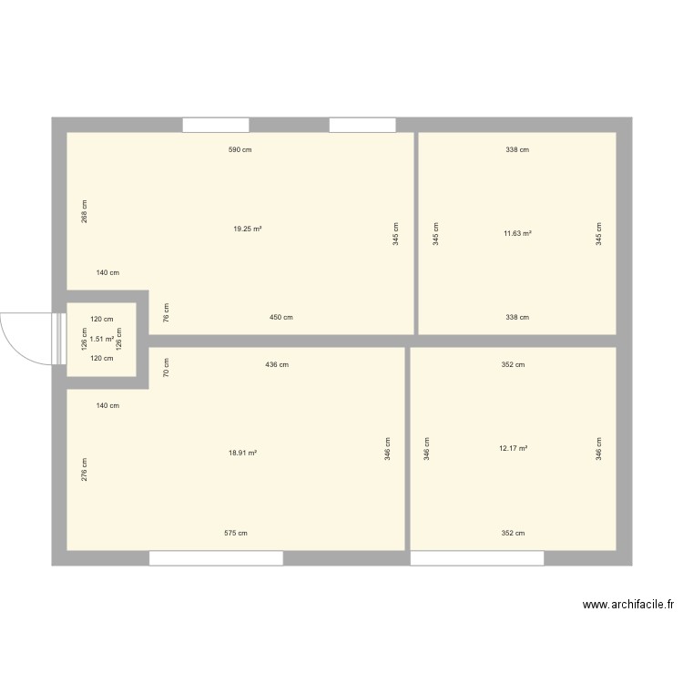 GAMBETTA2. Plan de 5 pièces et 63 m2