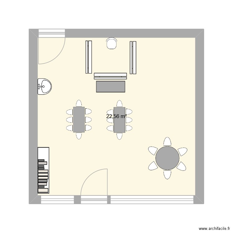 Classe rose. Plan de 1 pièce et 23 m2