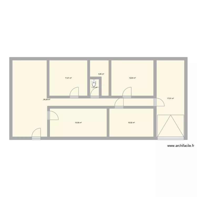 T2 - apr&egrave;s. Plan de 8  et 101 m²