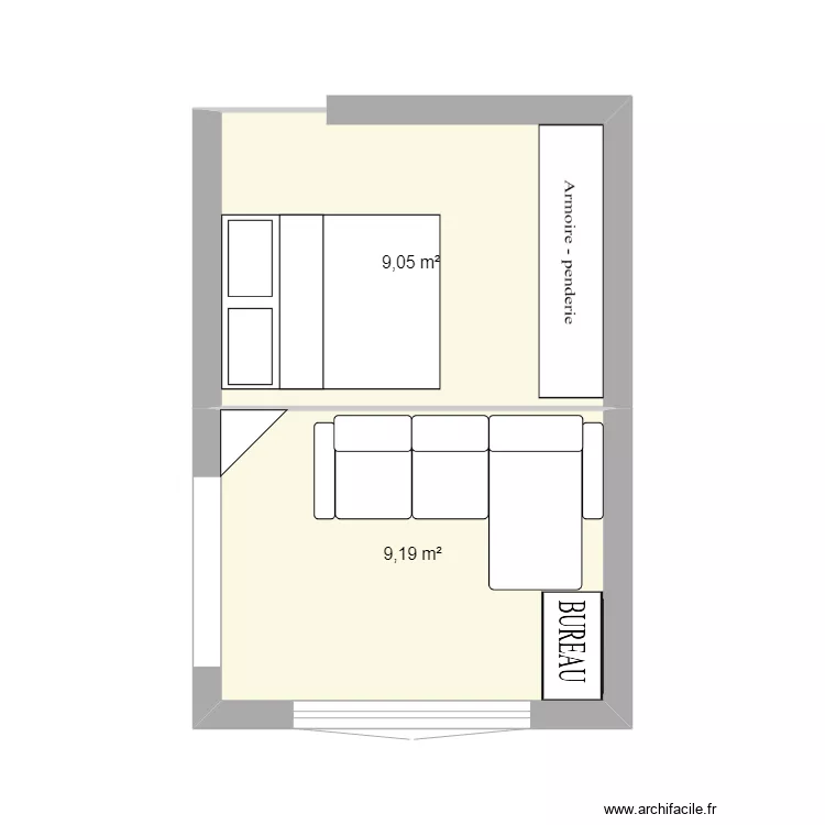 SALON/CHAMBRE VLT. Plan de 