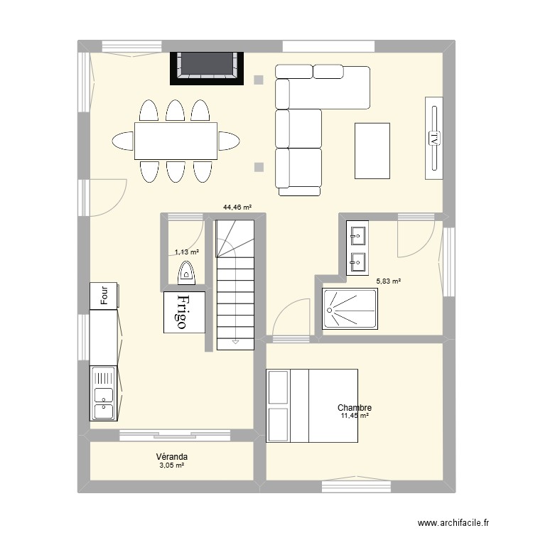 PLAN 4. Plan de 5 pièces et 66 m2