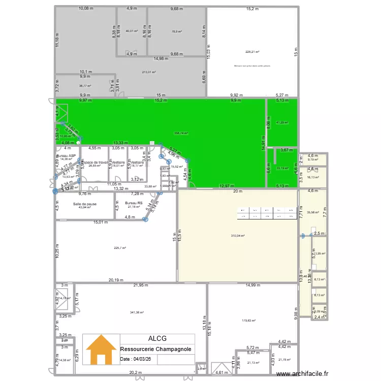Ressourcerie Champagnole. Plan de 90  et 4877 m²