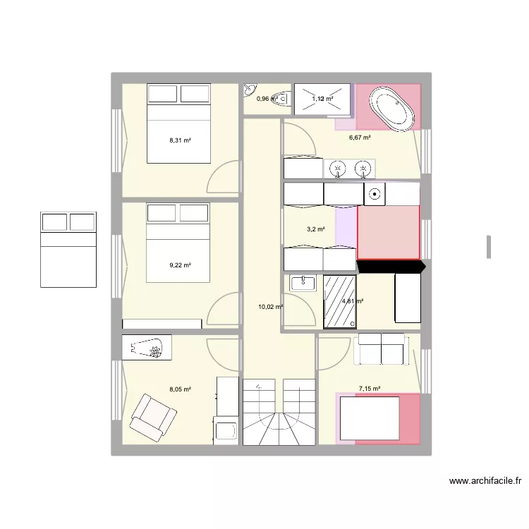 ST GEORGES - ETAGE 2. Plan de 10  et 60 m²