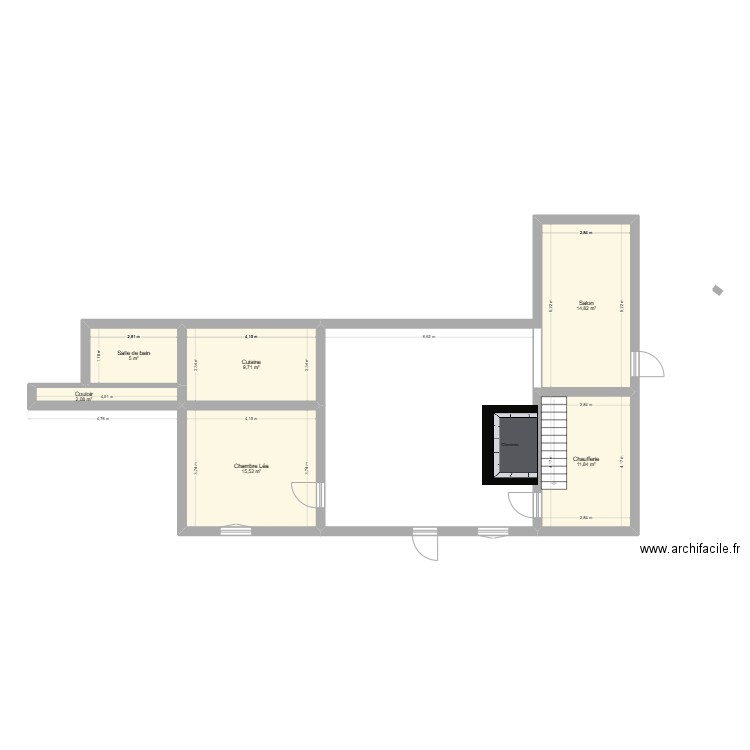 La petite bodaine. Plan de 6 pièces et 59 m2