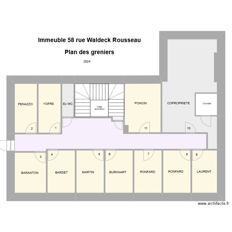 Greniers WR. Plan de 15 pièces et 140 m2