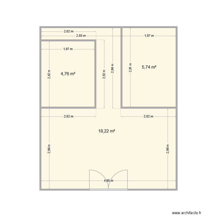 YR Gournay. Plan de 3 pièces et 29 m2