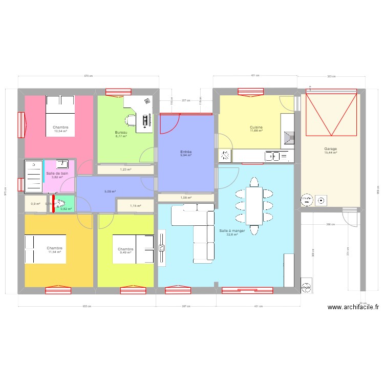 HELLEU. Plan de 16 pièces et 124 m2