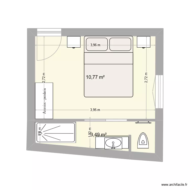 chambre 5 rdc guethary. Plan de 2 Pièces et 14 m² chambre 5 rdc guethary. Plan de 2 Pièces et 14 m²
