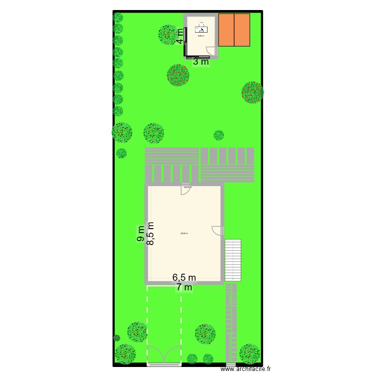 bureau jardin. Plan de 3 pièces et 470 m2