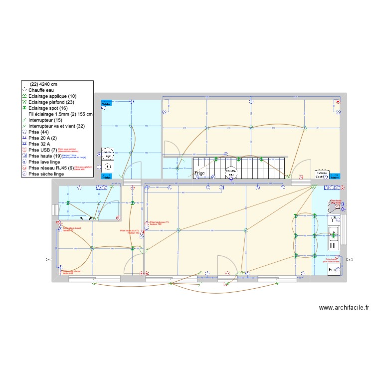 GARAVAN - Electricité sans meubles v1.6. Plan de 16 pièces et 197 m2