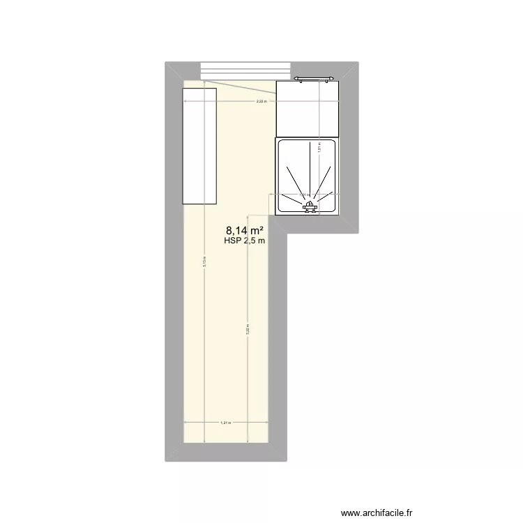 Grande salle de bain. Plan de 1 et 8 m² Grande salle de bain. Plan de 1 et 8 m²