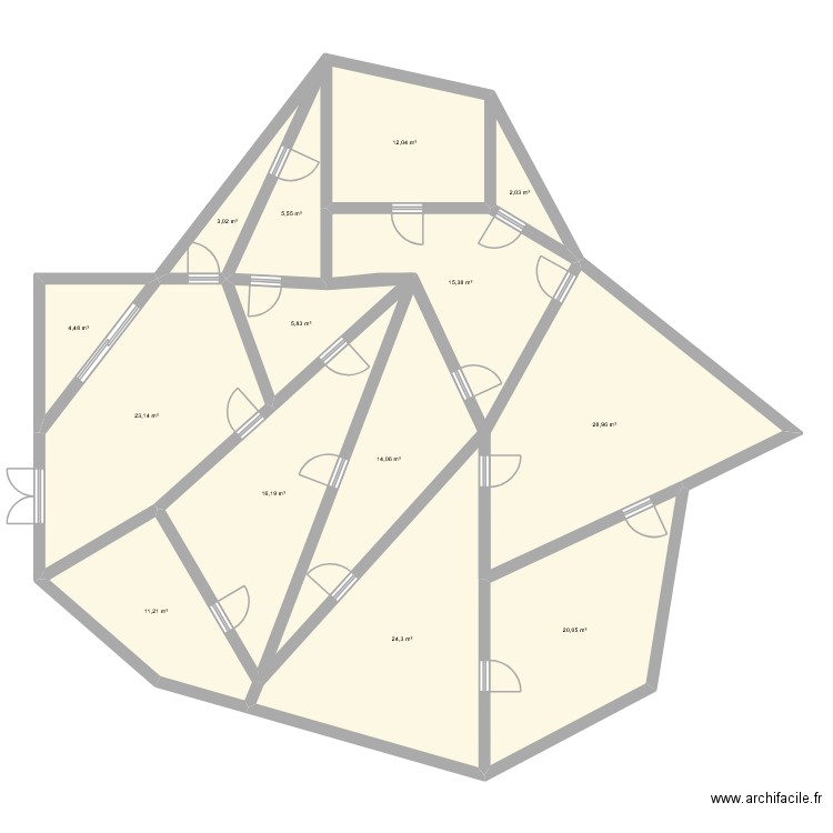 oiseau. Plan de 14 pièces et 189 m2